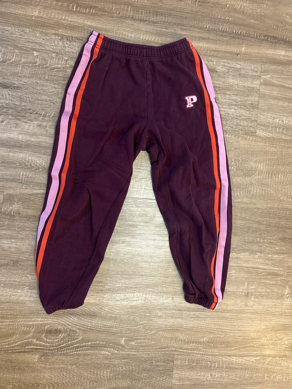 PINK Victoria's Secret Plum Joggers with Pink & Orange Side Stripes